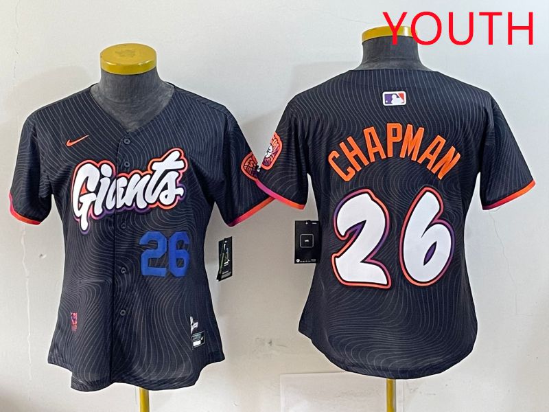 Youth San Francisco Giants 26 Chapman Black Joint Name Nike 2025 MLB Jersey style 3
